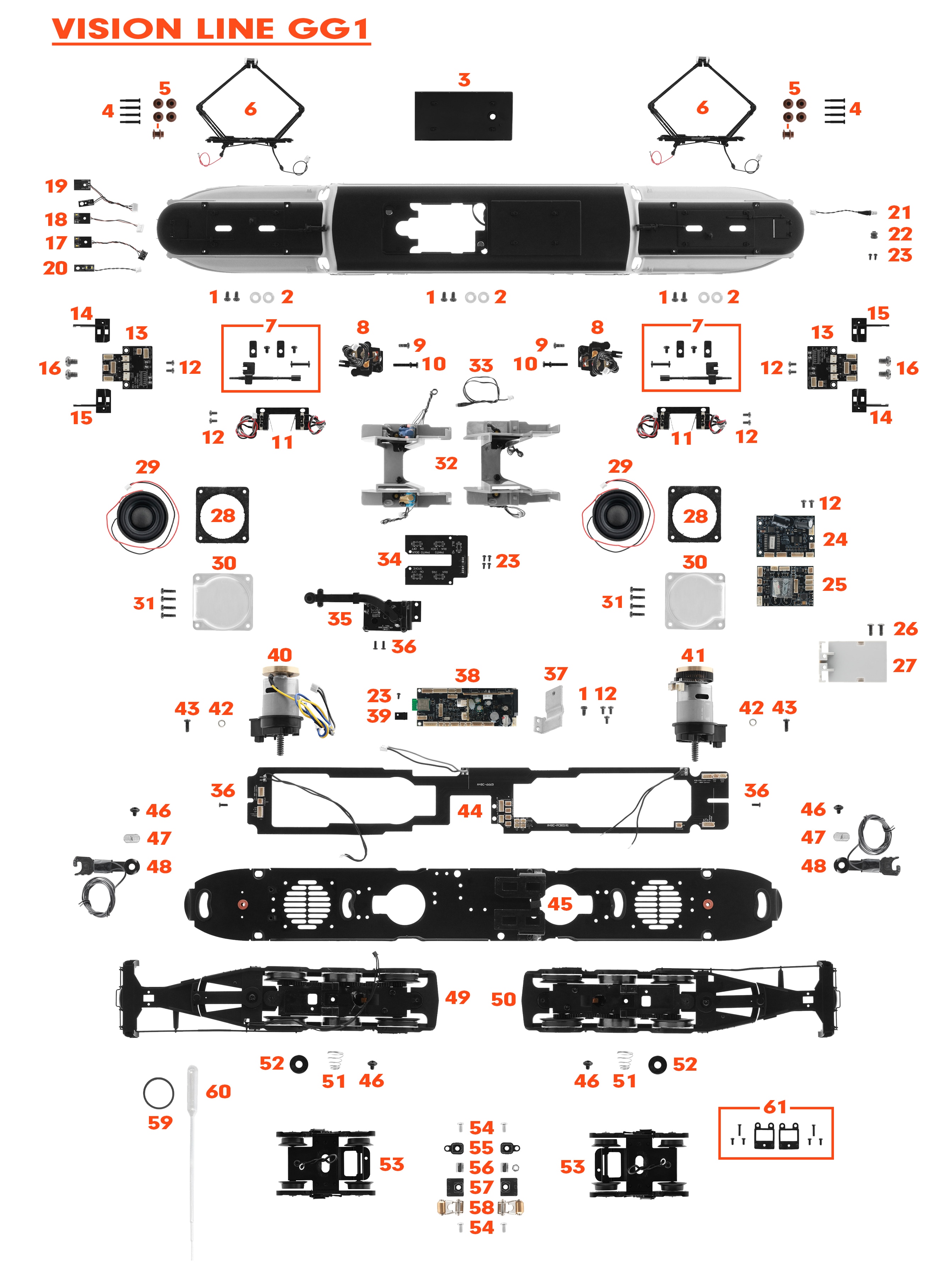 Pennsylvania VISION Post-war Inspired 2124W Madison Set #2332 PARTS BREAKDOWN